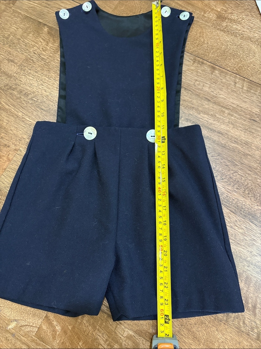 Vintage Overalls Bibs Shorts European German style. No tags. Blue Lined Wool? - Picture 7 of 9